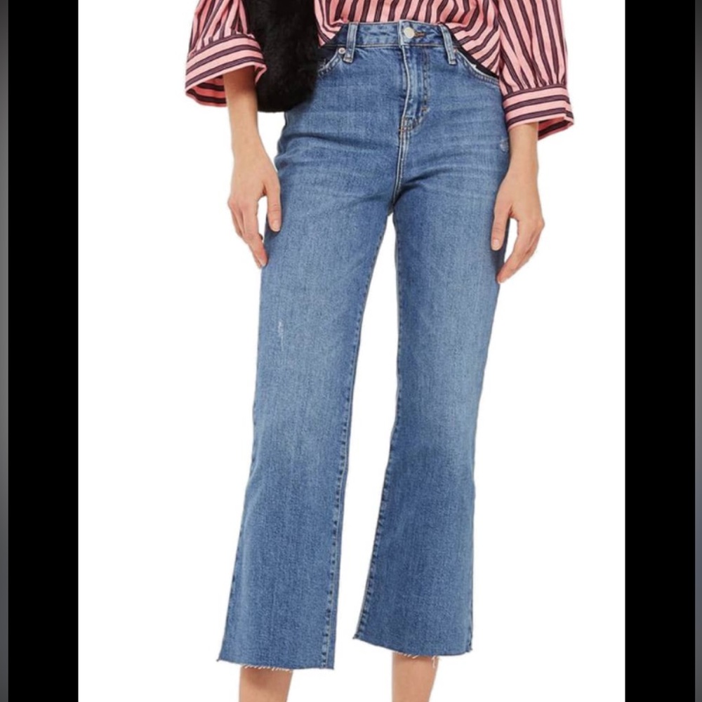 Topshop Jeans Cropped Flare Dree Light Wash Size 30